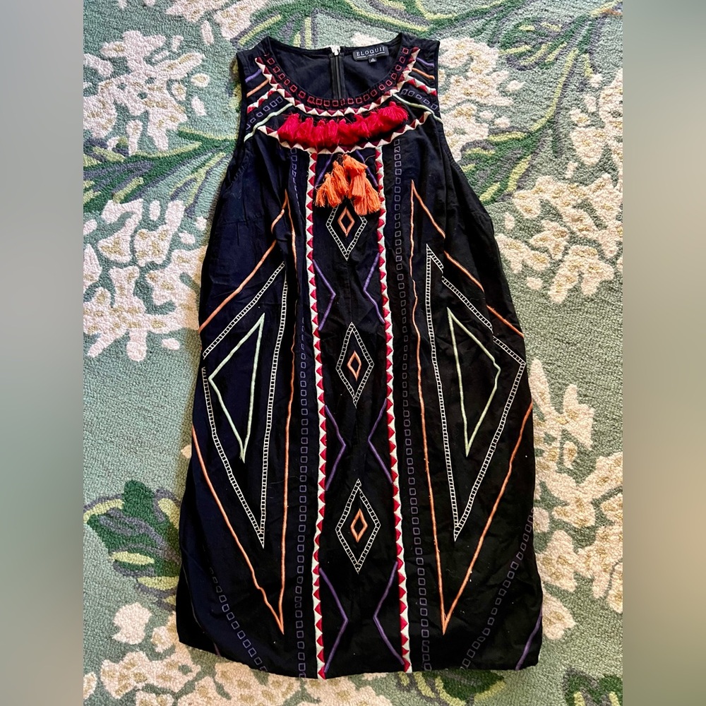 Eloquii embroidered tassel dress